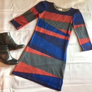 Zara Colorblock Winter Bodycon Sweater Dress